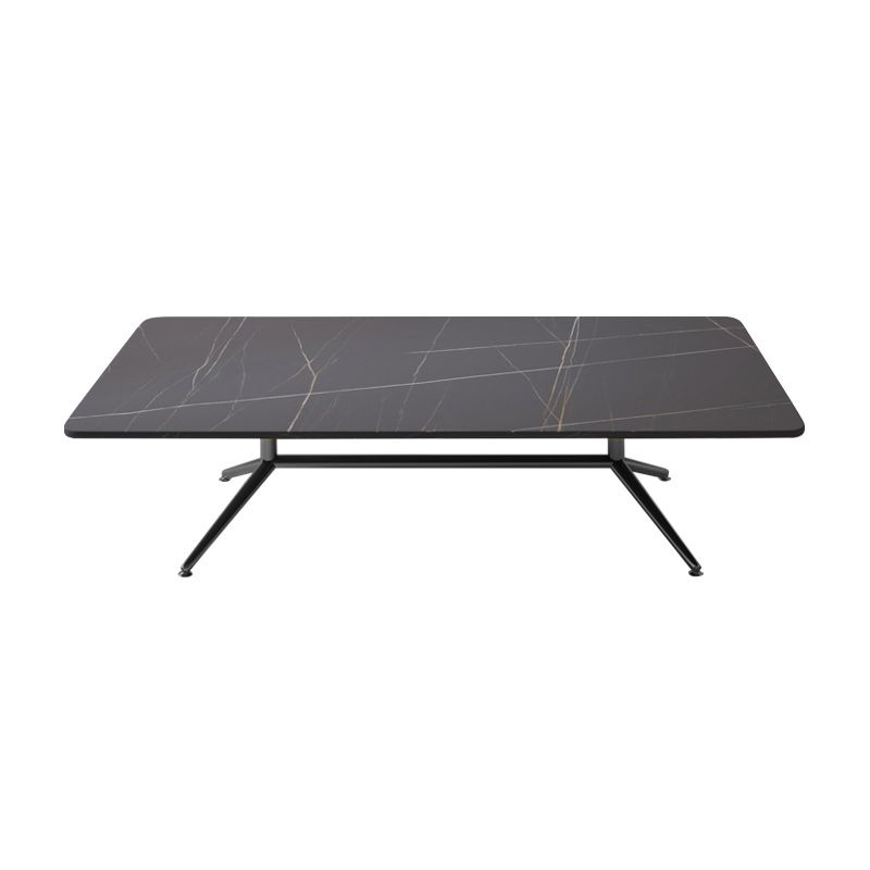 Glam Trestle Coffee Table Slate Rectangular Coffee Table for Living Room