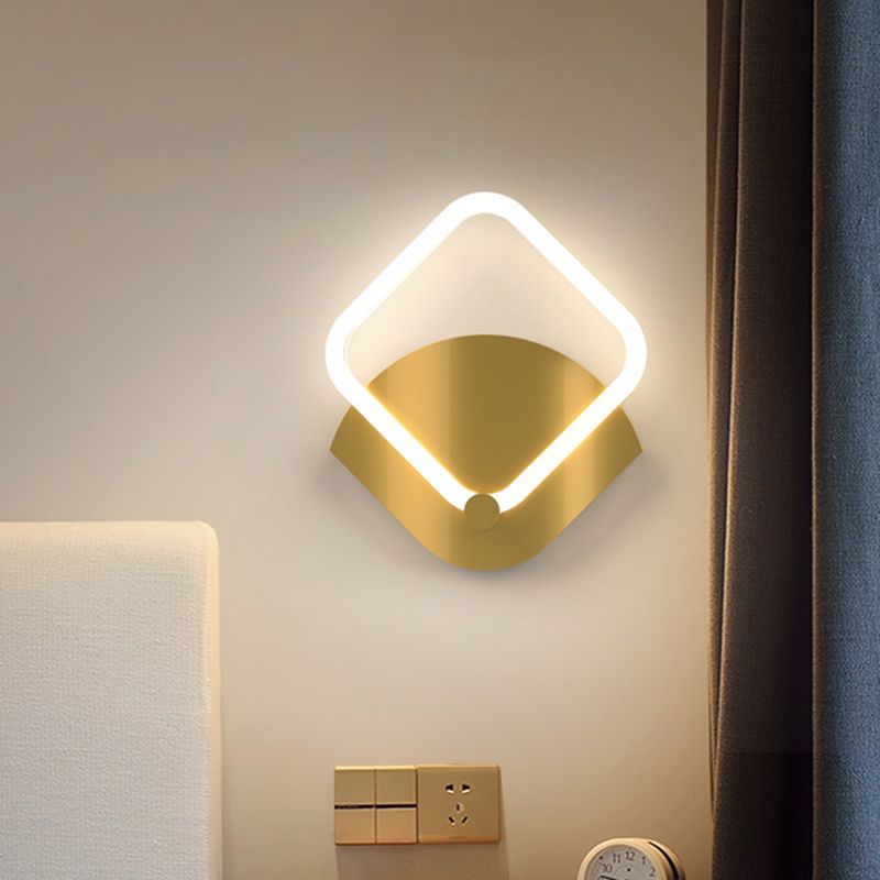 Gold LED Rhombus Flush Wall Sconce Modernism Acrylic Wall Lighting Ideas in Warm/White Light