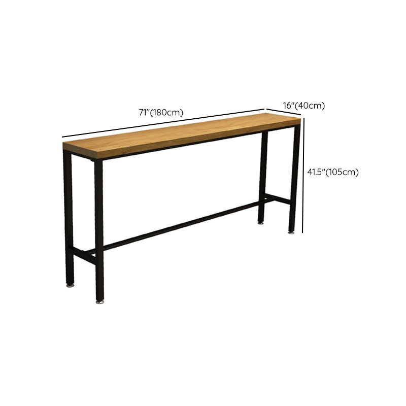 Industrial Bar Height Table Solid Wood Top Bistro Pub Table with Trestle Base