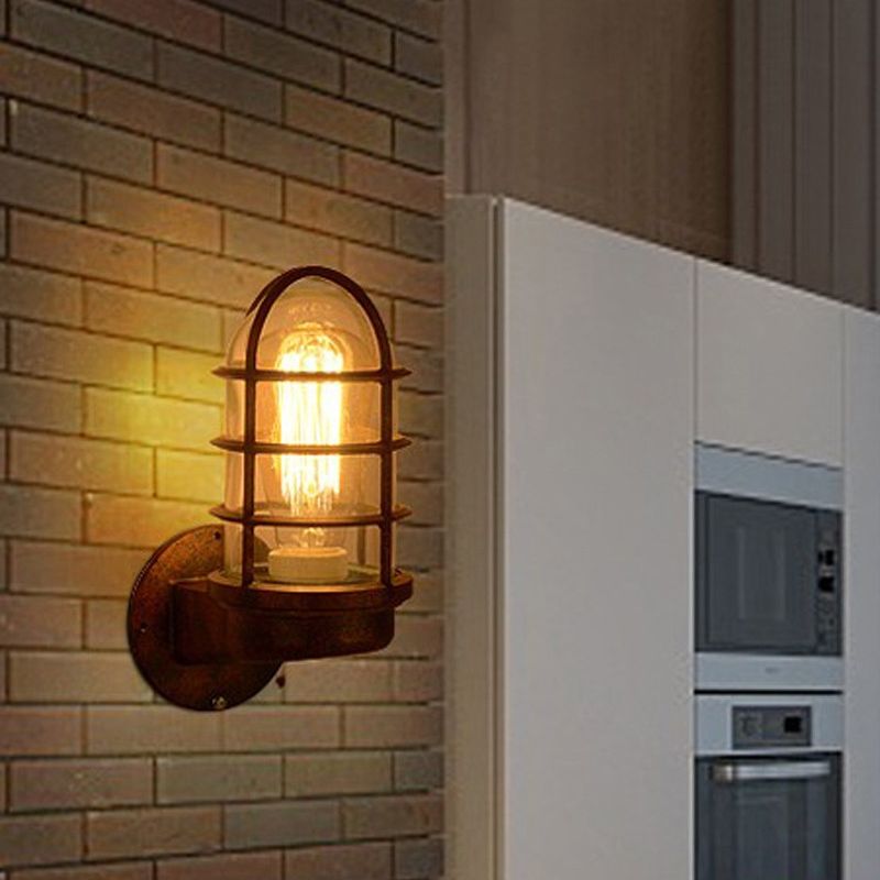 Sconce di luce da parete in metallo ombreggiato in stile industriale americano 1 flioncini leggeri