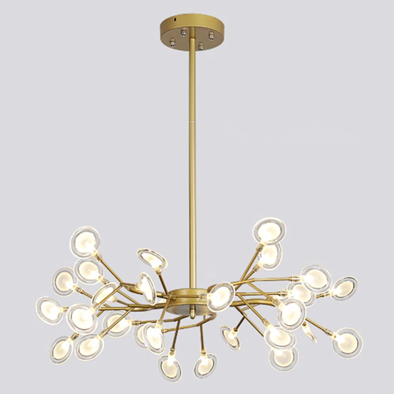 Wrought Iron Firefly Pendant Light in Modern Simplicity Sputnik Adjustable Hanging Lamp for Living Room