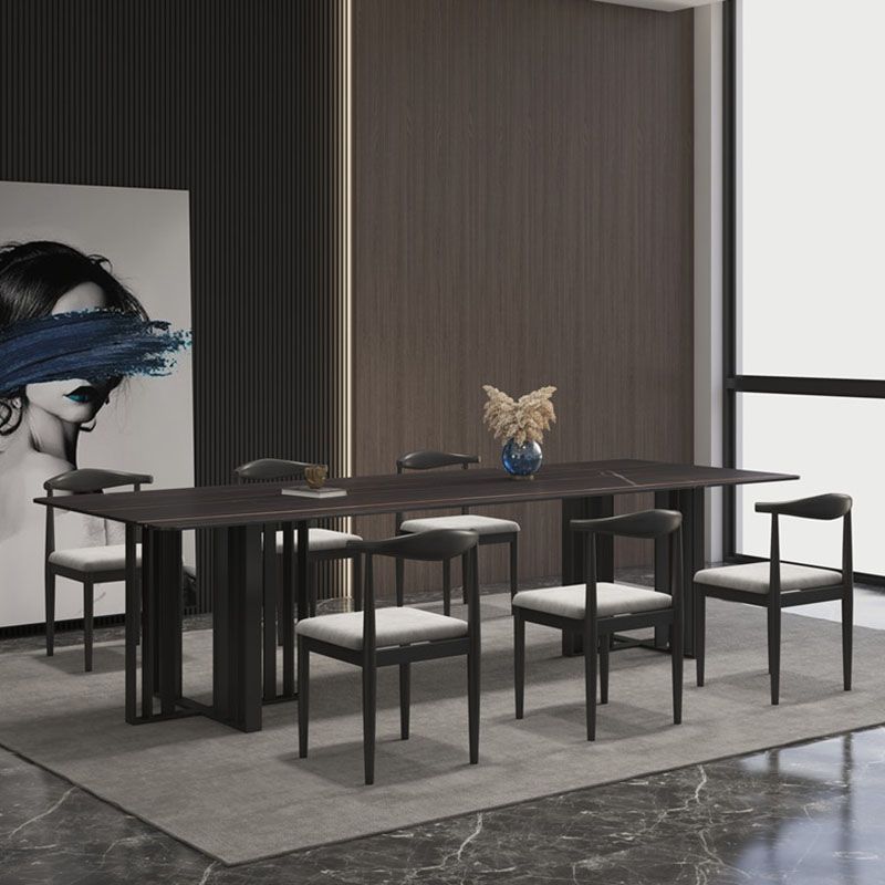 Industrial Style Dining Table Sintered Stone Rectangle Table for Dining Room