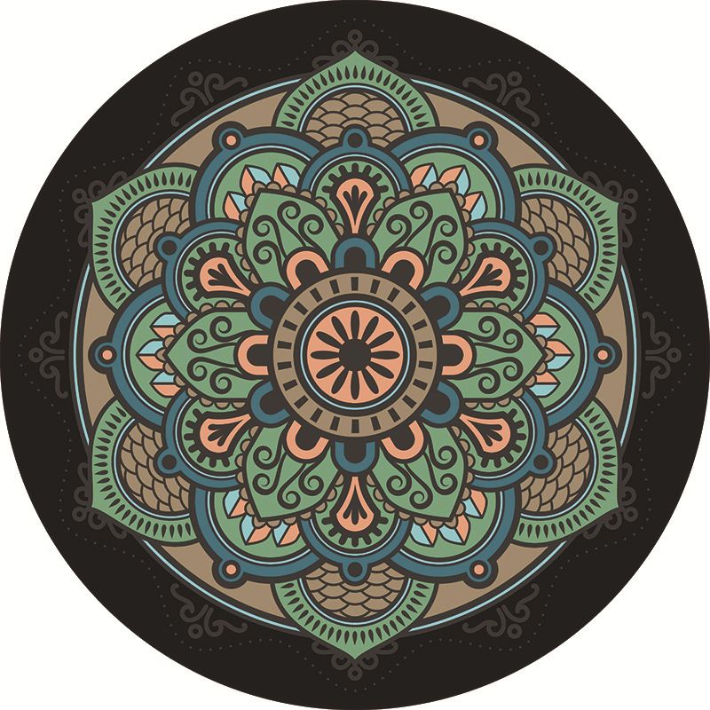 Synthétique Mandala multicolore unique Synthétique Rapis marocain Tacler résistant Machine de support non glissée Rapier lavable pour la porte d'entrée