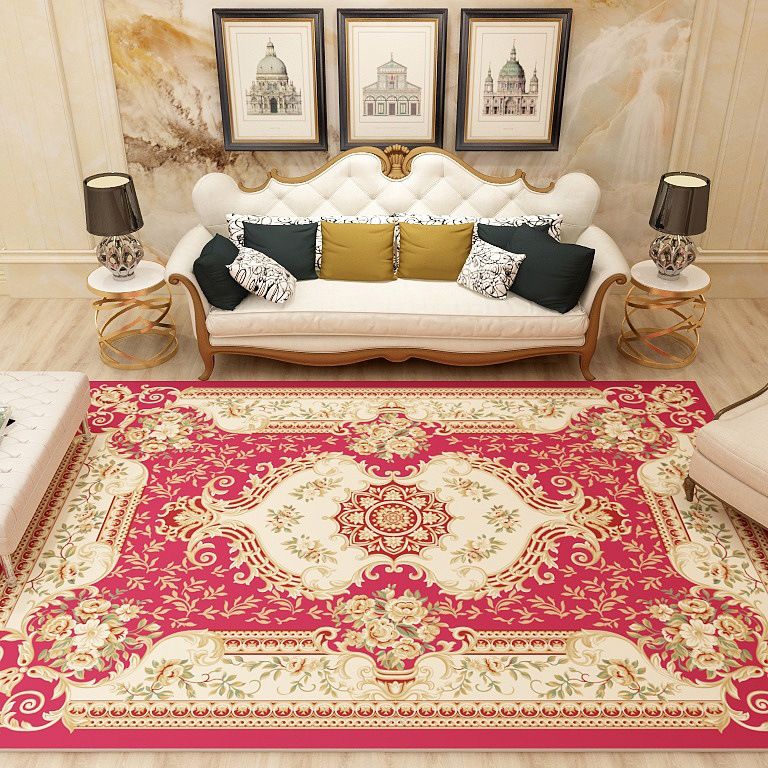Multi-Colored Moroccan Rug Synthetics Jacquard Pattern Rug Washable Stain Resistant Non-Slip Carpet for Lounge