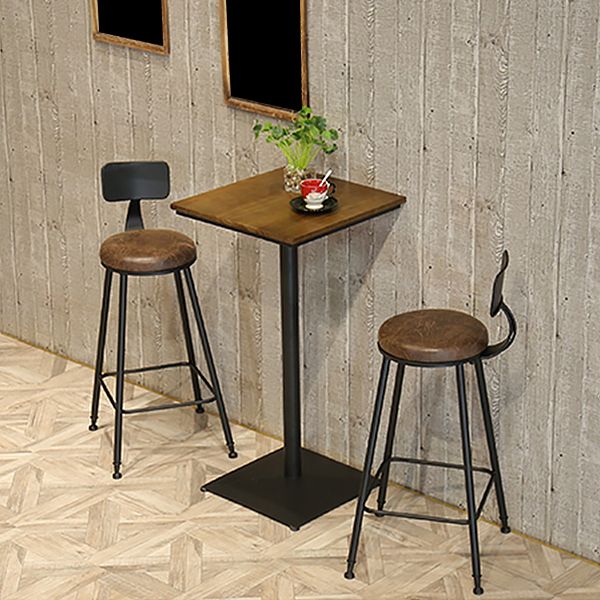 Modern Solid Wood Table and Stool Set 1/3/4/5 Pieces Black Base Pub Set for Shop