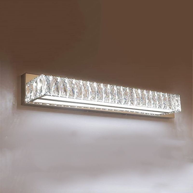 Single Chrome Modern Style Bathroom Vanity Light LED Crystal Bath Bar