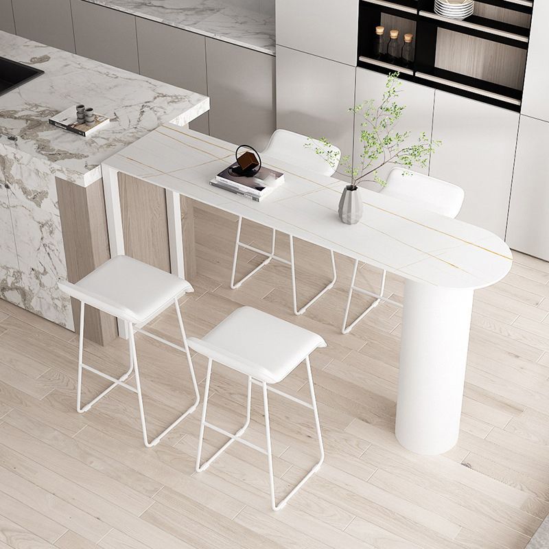 Stone Counter Table Iron Base 42-inch Height Contemporary Bar Table for Island