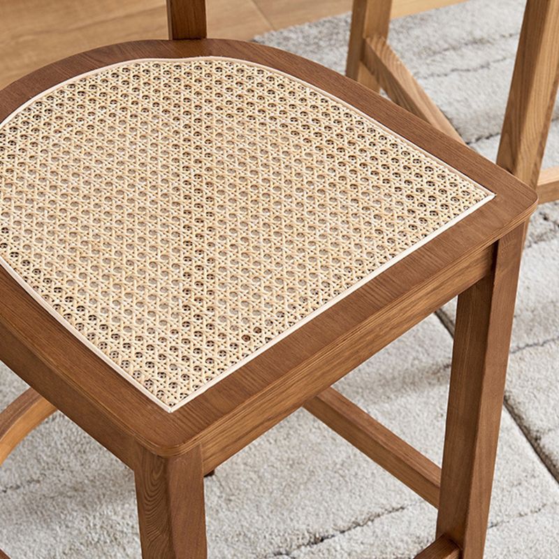 Modern Rattan Square Bar Stool Solid Wood Armless Bar Stool for Living Room