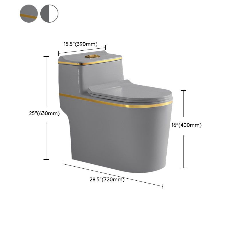 Traditional Floor Mounted Toilet Siphon Jet One-Piece Flush Toilet with Slow Close Seat