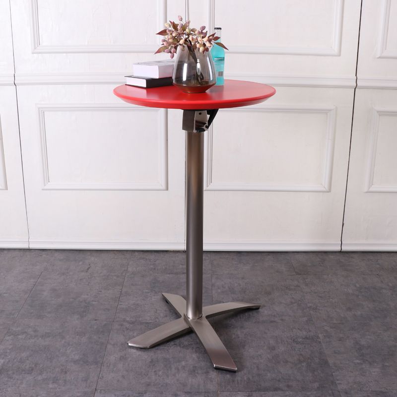 Industrial Folding Metal Bar Table Round Plastic Top 41.3"H Bistro Table