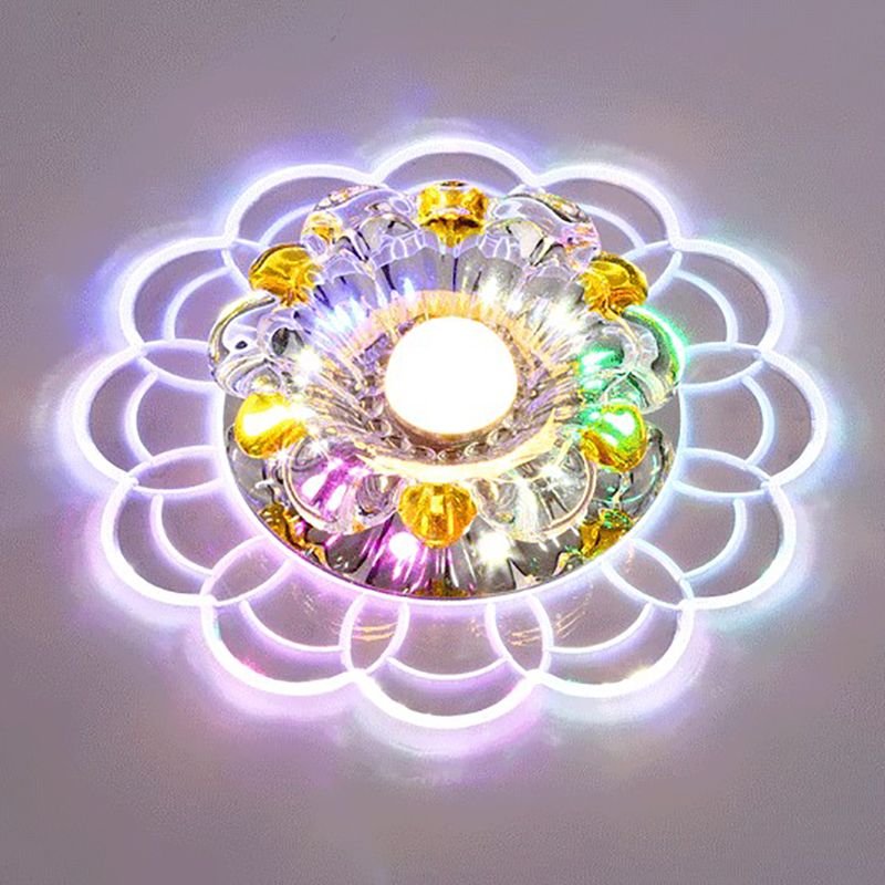 LED-Kristall-Deckenleuchte, moderne Flur-Unterputz-Deckenleuchte mit Loch 2–3,5 Zoll Durchmesser