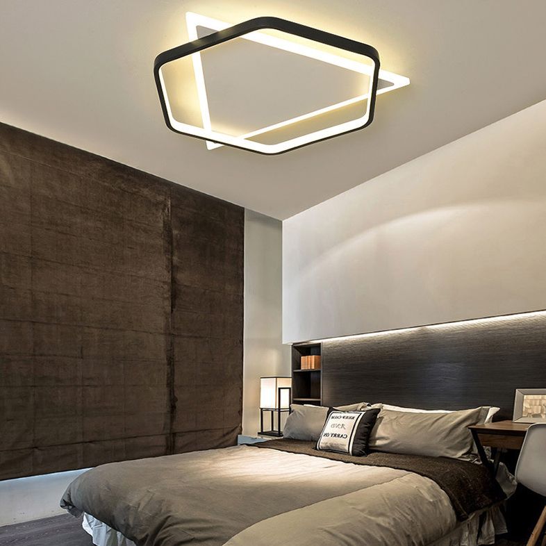 Hexagonal + Triangle Geometric Lines LED Ceiling Light 19.5" Wide Contemporary Minimalism Flush Mount Light