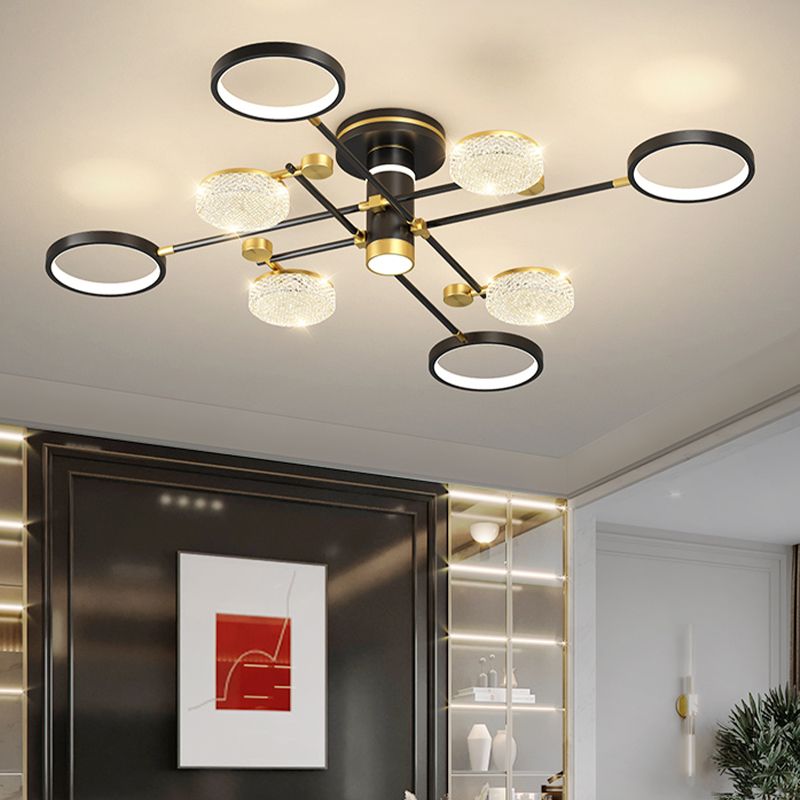 Lampadario da soffitto a semi-incasso Sputnik in stile moderno, lampadario a semi-incasso in metallo a più luci