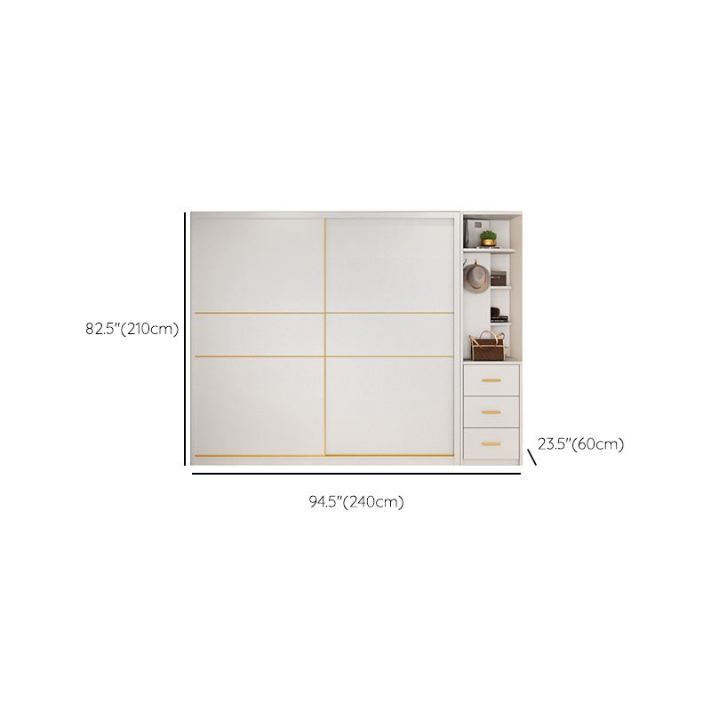 White Engineered Wood Wardrobe Cabinet Contemporary Wardrobe Armoire