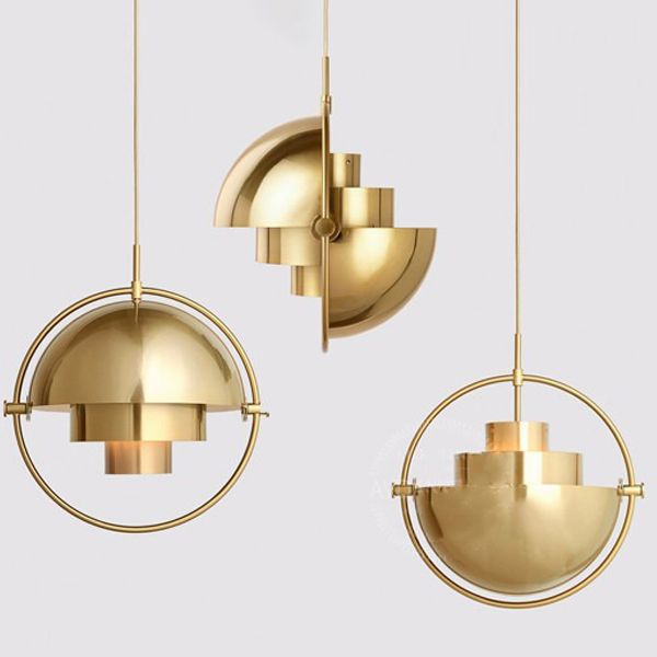 Lampada a sospensione a strati artistici moderni Lampada a sospensione in ferro elettroplate per sala da pranzo