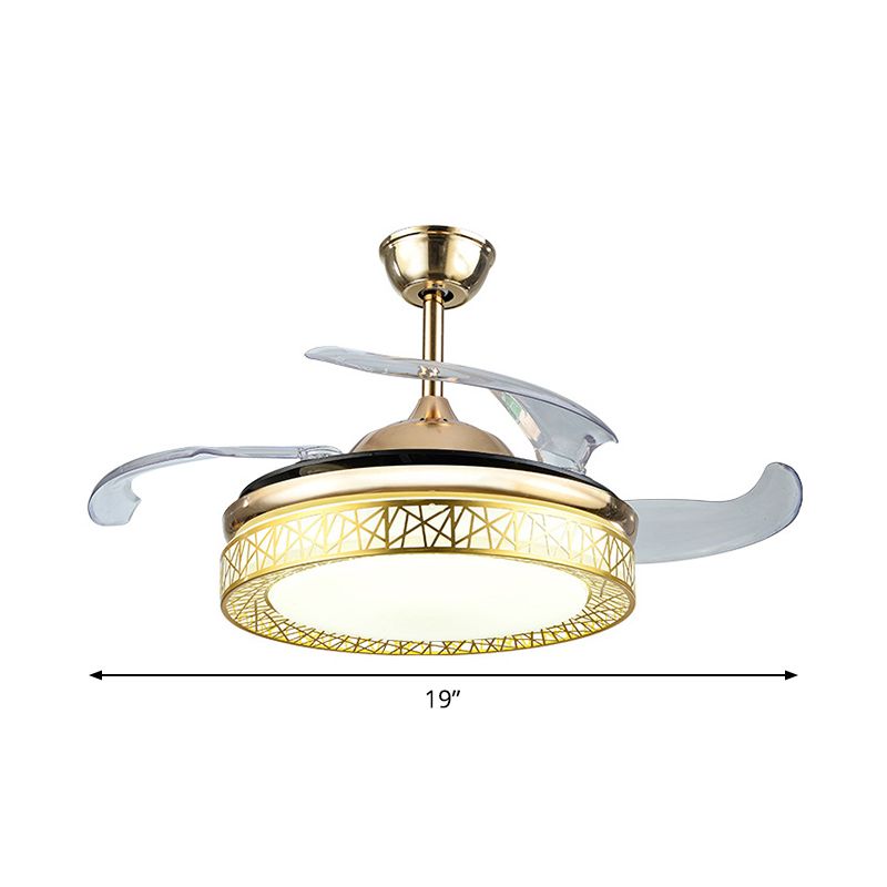 NEST 4-Blade-Anhänger-Lüfterlampe Moderne Metallic LED Gold Semi Flush Deckenleuchte, 19 "breit