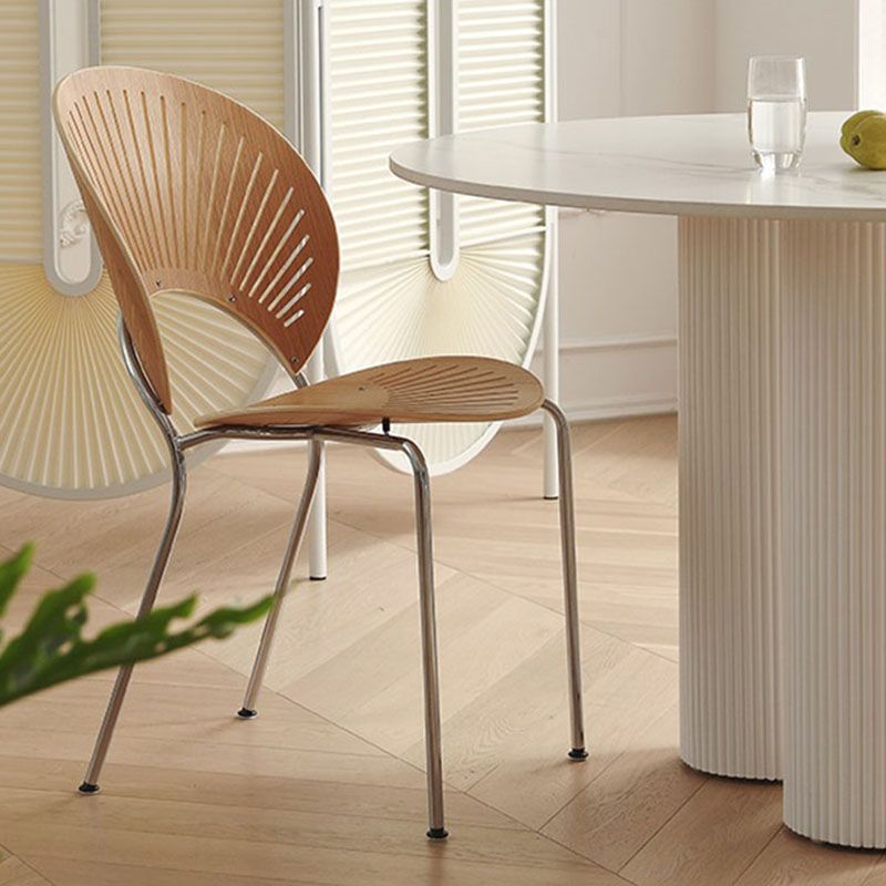 Silla lateral de comedor con respaldo abierto de estilo industrial, sillas de comedor de metal para el hogar