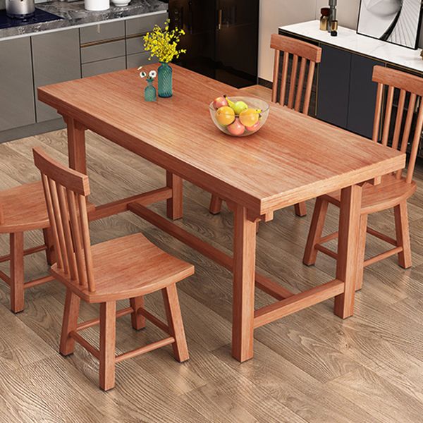 Moderner Massivholz Standard Esstisch Küche Rechteck Esstisch mit Trestle Basis