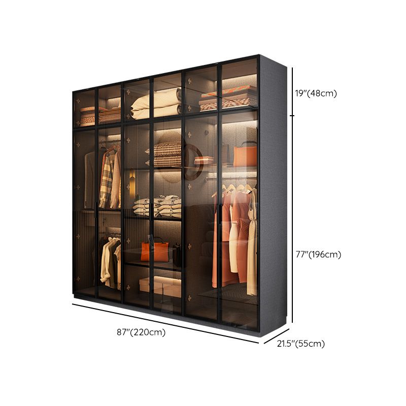 Modern Glass Wardrobe Cloth Rod Included Wardrobe Closet without Light
