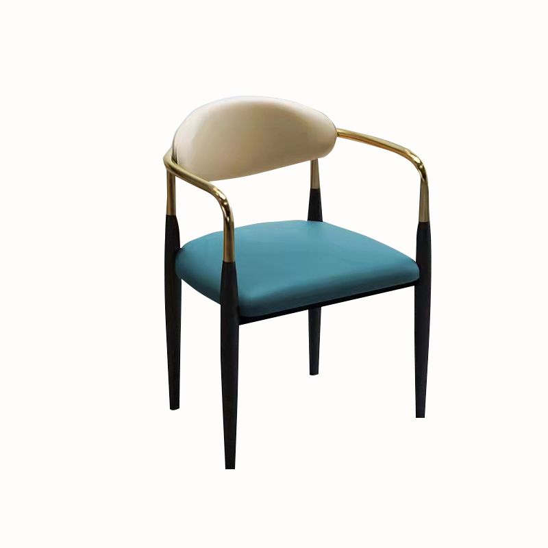 Contemporary Arm Leather Dining Chairs Open Back Dining Side Chair