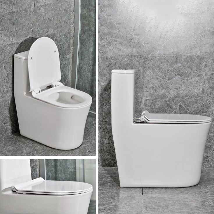 Modern White Flush Toilet Ceramic Elong One-Piece Toilet with Slow Close Seat