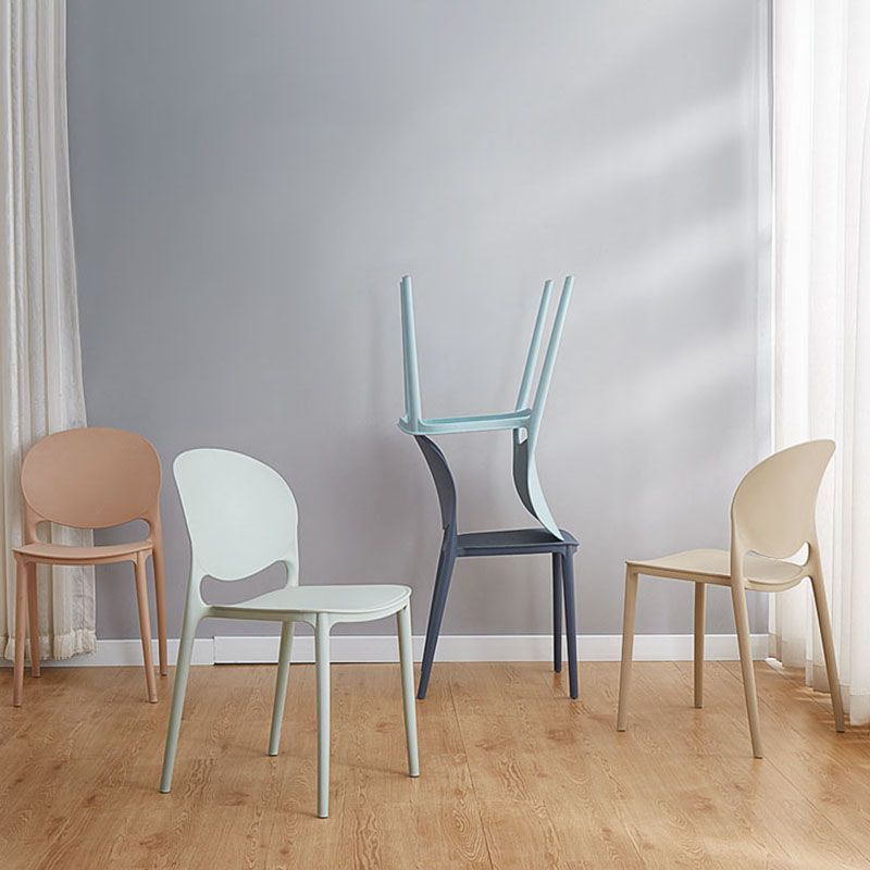 Silla apilable de estilo moderno, silla con respaldo abierto sin brazos y patas de plástico para cocina