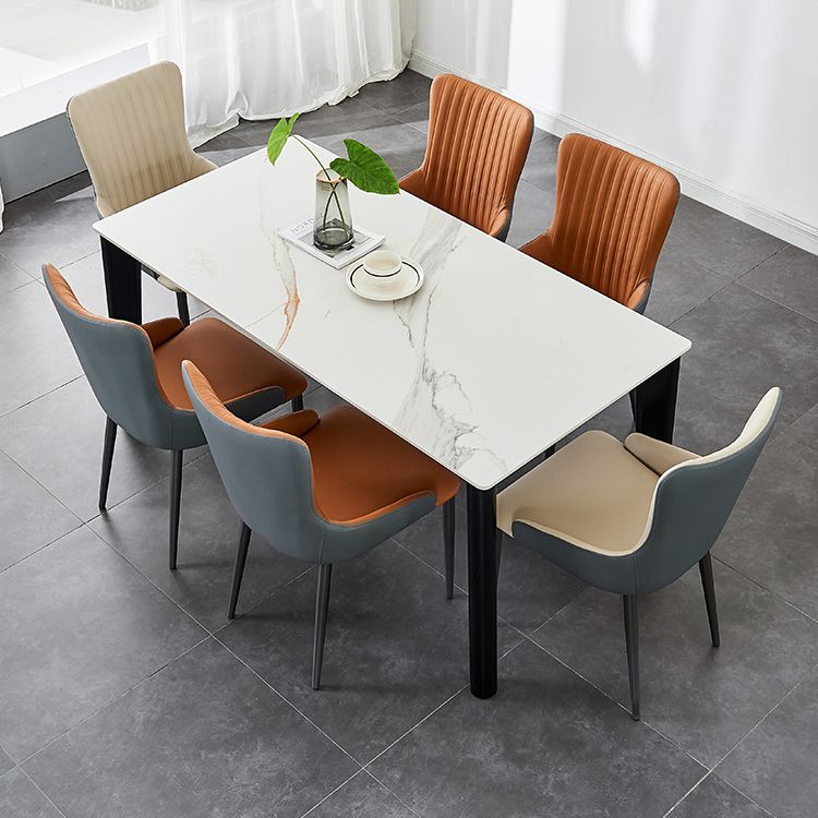 Modern Home Leather Arm Chair Matte Finish Solid Back Dining Chair