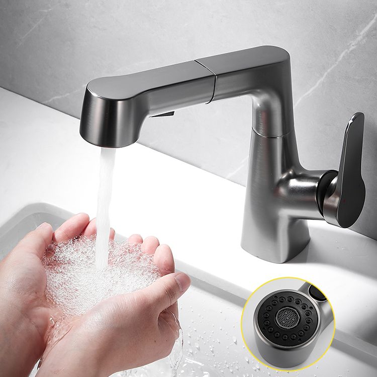 Bathroom Vessel Faucet High-Arc Swivel Spout Single Handle Faucet with Pull Out Sprayer