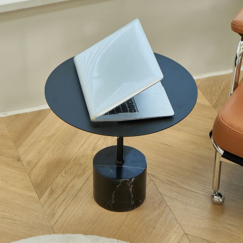Black End Slide Table Round Living Room Pedestal Marble Corner Table