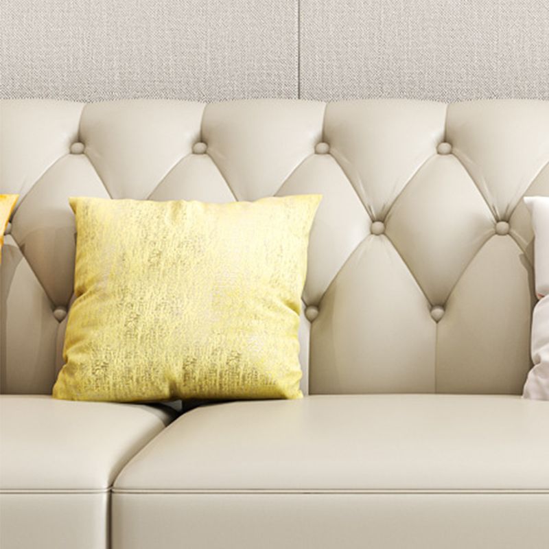 Tufted Flared Arm Sectional with Pillows Luxurious Faux Leather Sectional