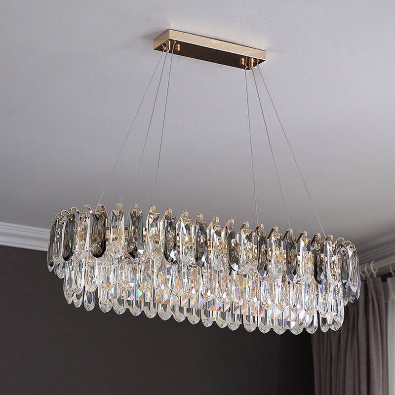 Crystal LED Island Light Modern Minimalism Living Room Hanging Chandelier