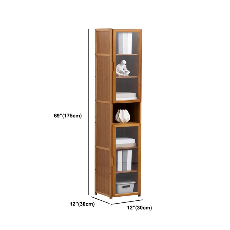 Brown Brown Shelf Bookcase Bedroom Closed Back Shelf with Cabinets