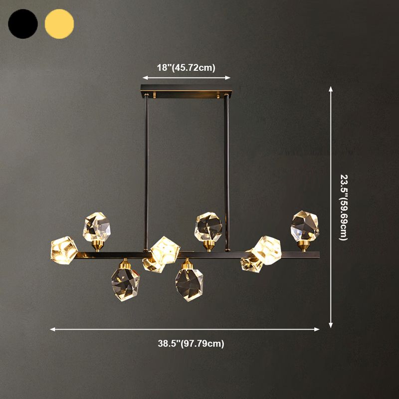 Modern Style Simple Island Pendant Geometric Shade Crystal Island Light for Restaurant