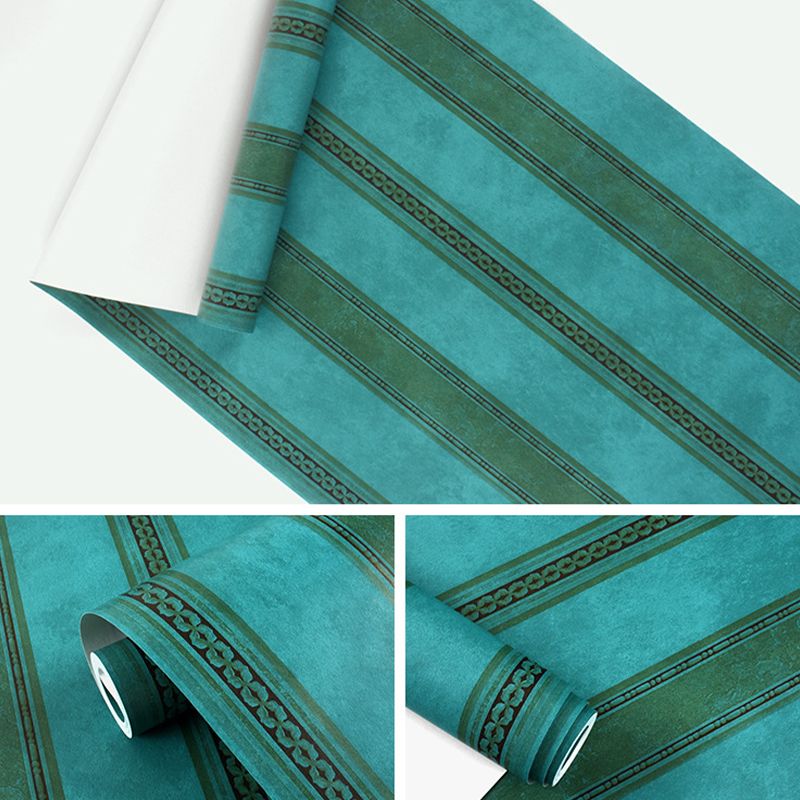 Retro Countryside Wallpaper with Nostalgic Dark Color Vertical Stripes, 20.5" x 33', Non-Pasted