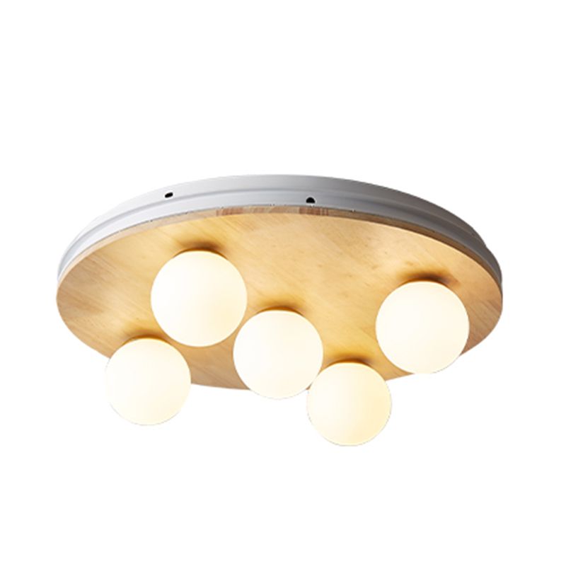 Contemporary Geometric Flush Light Fixture Wood Flush Mount Ceiling Fixture in Brown