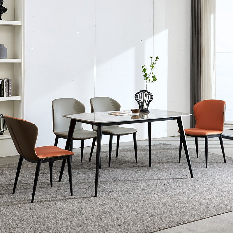 Silla lateral casera industrial Silla de comedor tapizada de metal con respaldo lateral