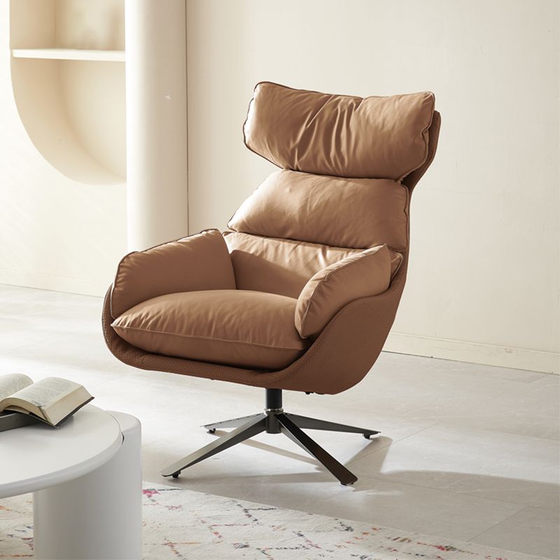 Contemporary Solid Color Arm Chair 4-Star Base Chair with Swivel