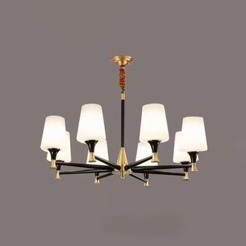 Cup Chandelier Light Fixture Traditional Opal Glass Pendant Lighting for Restaurant