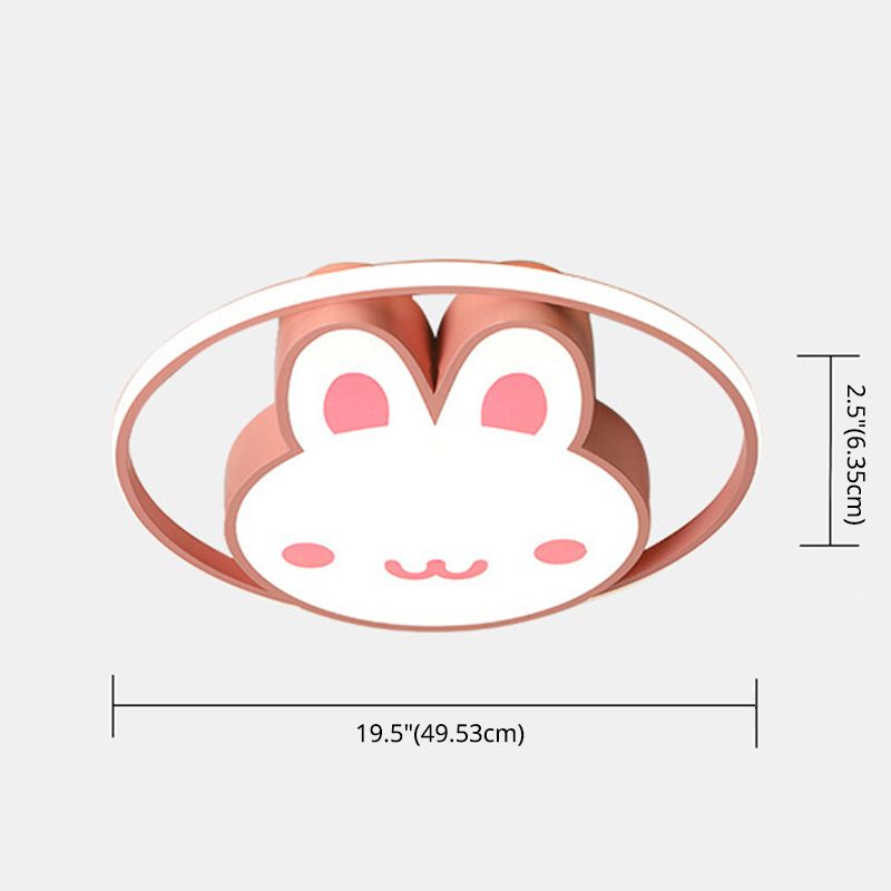 Rabbit Flush Light Fixtures 1 Light Metallic Cartoon Flush Mount Ceiling Light Fixture