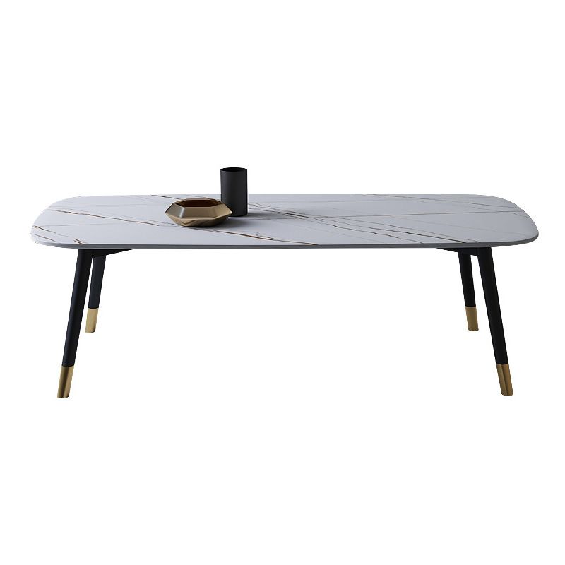 Glam Slate Coffee Table 4 Legs Rectangular Cocktail Table for Home