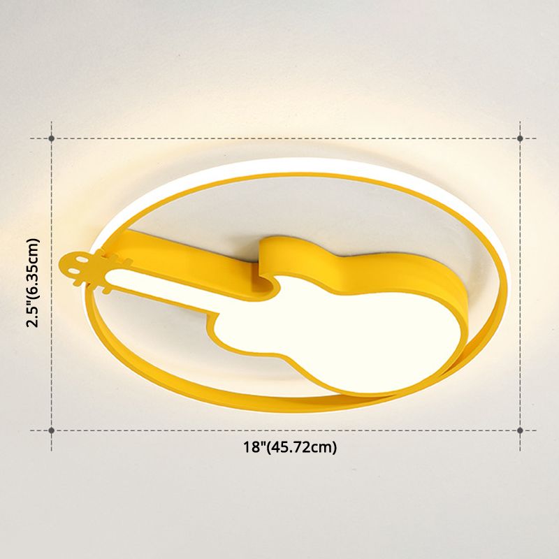 Guitar Flush Mount Ceiling Light 1 Light Metal Creative Flush Mount Ceiling Light for Bedroom