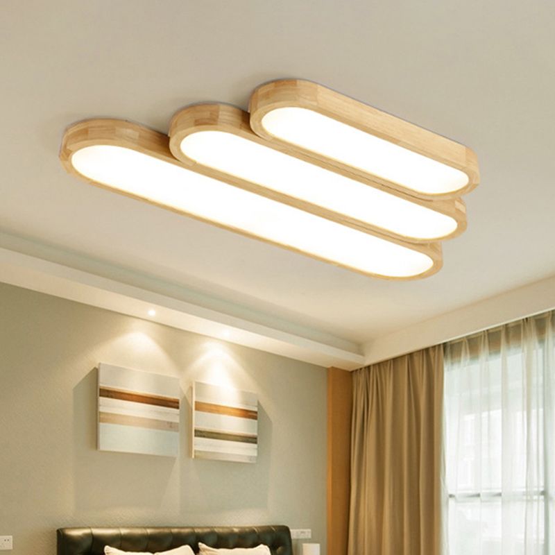 Modern Linear Flush Mount Ceiling Light Fixture Wood Flush Chandelier