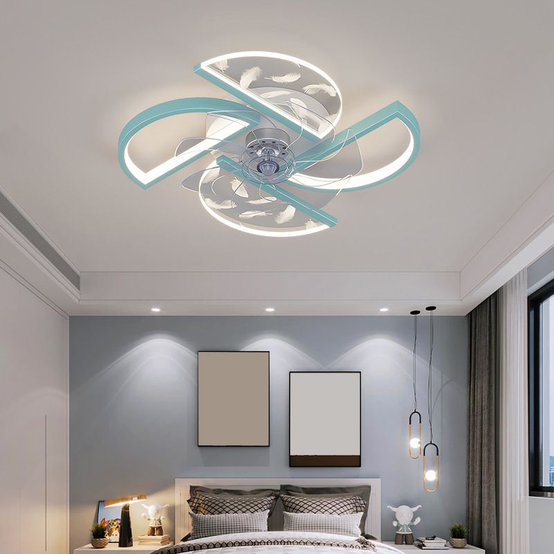 Nórdico Ventilador LED de dormitorio acrílico en forma de montura de montaje en forma de viento