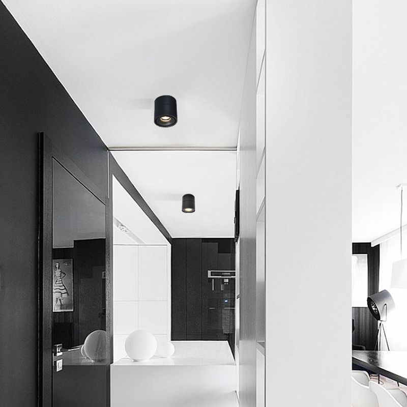 Plafonnier LED de forme cylindrique moderne, montage encastré en aluminium pour salon