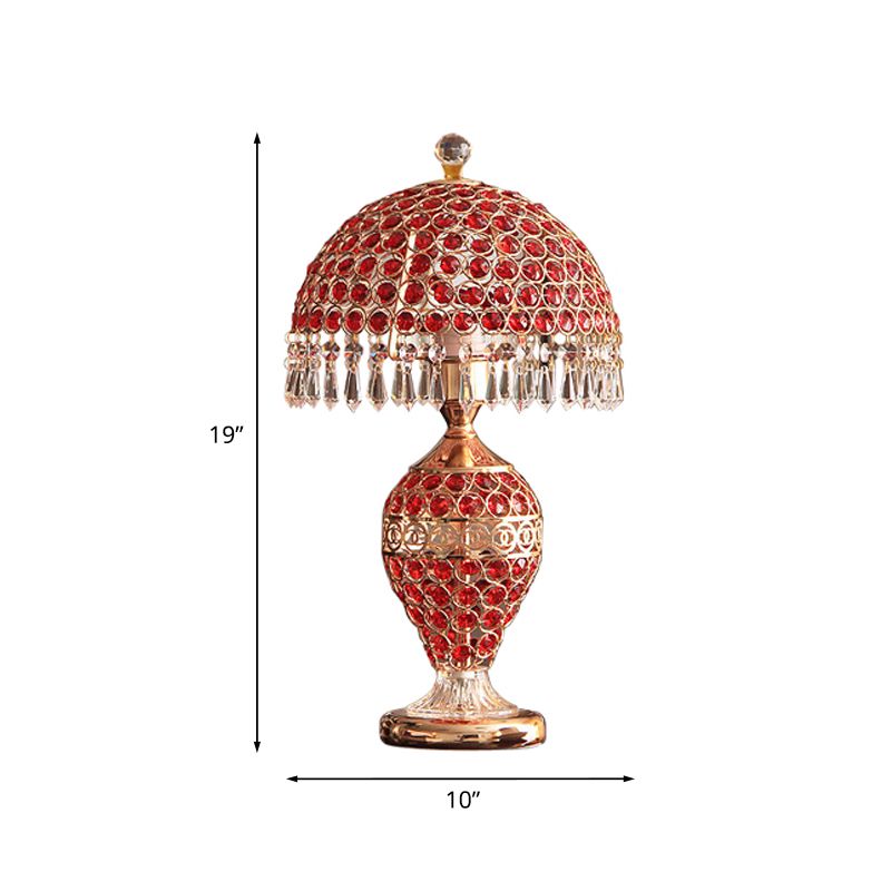 Lumo da tavolo da vaso di vaso retrò lampada da notte a cristallo singolo con il paralume a cupola e goccia in oro