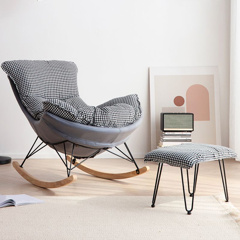 Modern Cushions Rocker Chair Metal Frame Spindle Rocker Chair with Ottoman