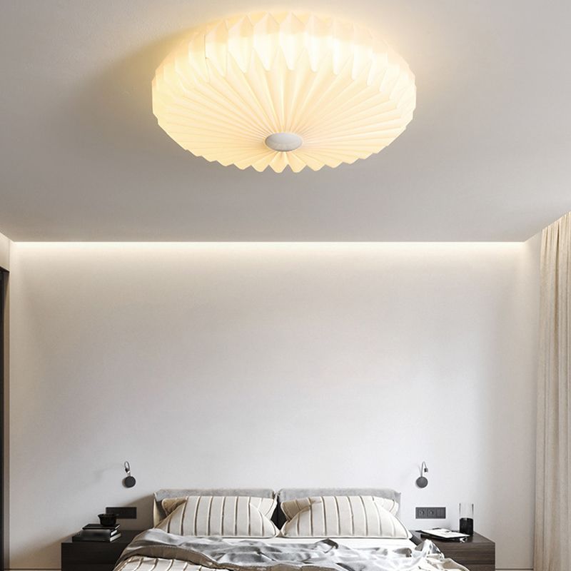 Single White Modernism Flush Mount Lighting Unique Ceiling Light for Bedroom