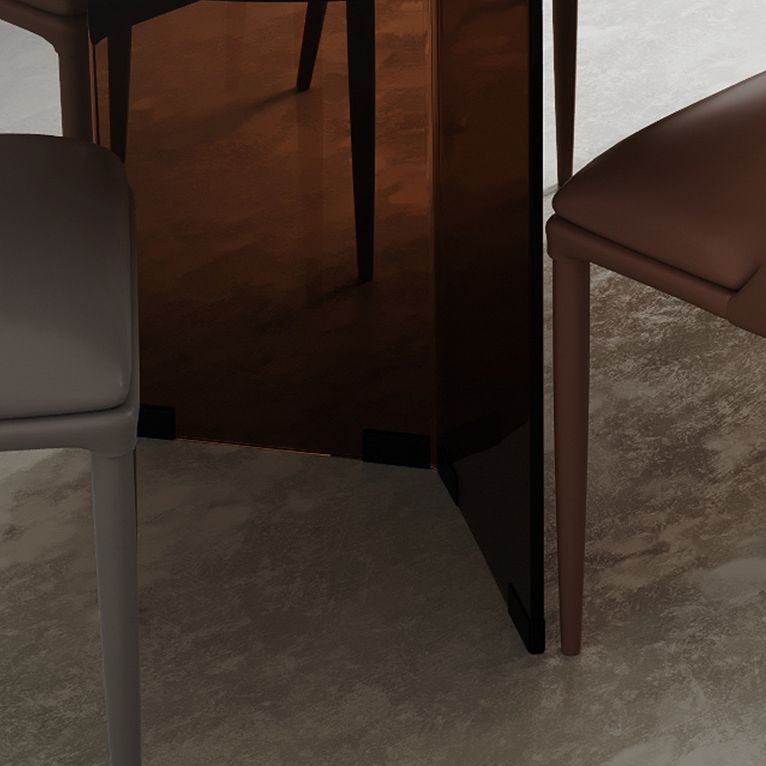 Free Form Tempered Glass Table for Restaurant Modern Table with Double Pedestal