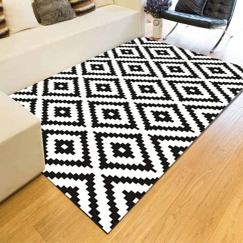 White Print Carpet Polyester Simple Indoor Carpet Stain Resistant Carpet for Drawing Room