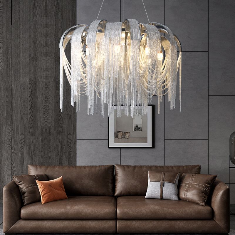 Modern Luxury Pendant Light Electroplate Metal Hanging Lamp with Aluminium Chain
